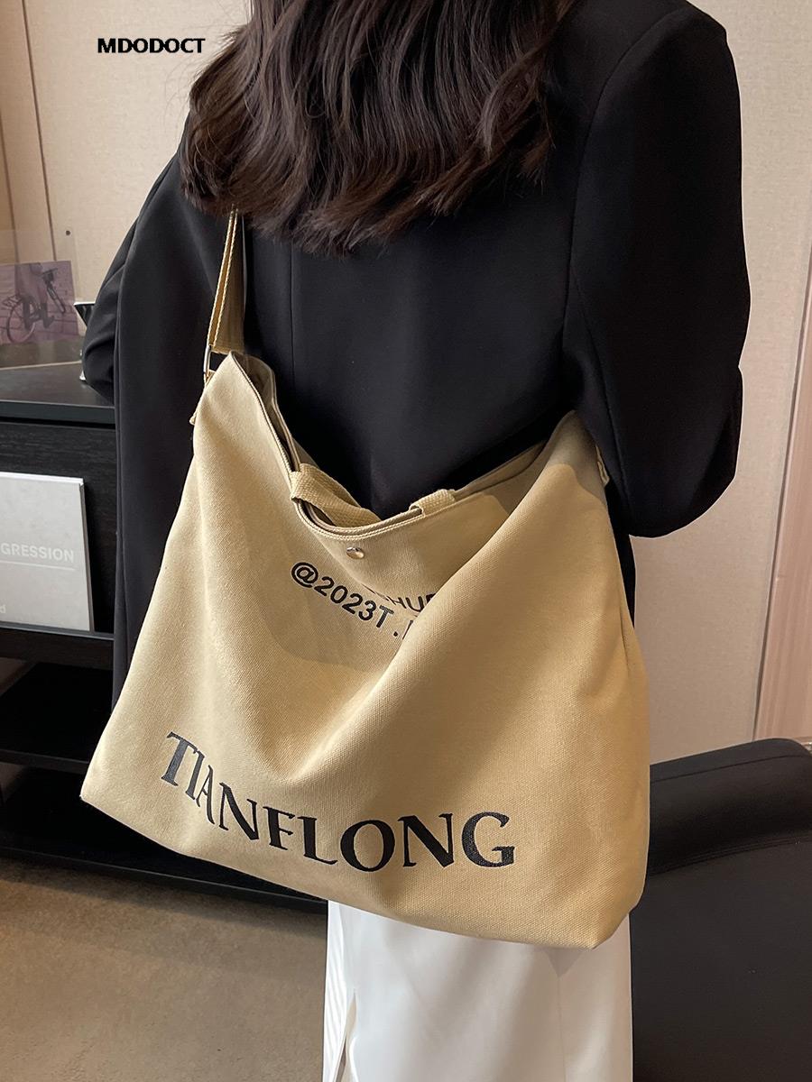 Large Capacity Summer Casual Canvas Tote Women Shoulder Bags Luxury Designer Trendy Ladies Handbags 2024 Simple Crossbody Work
