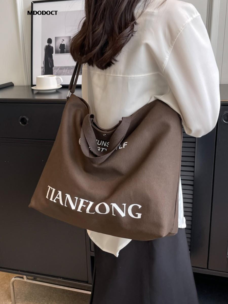 Large Capacity Summer Casual Canvas Tote Women Shoulder Bags Luxury Designer Trendy Ladies Handbags 2024 Simple Crossbody Work