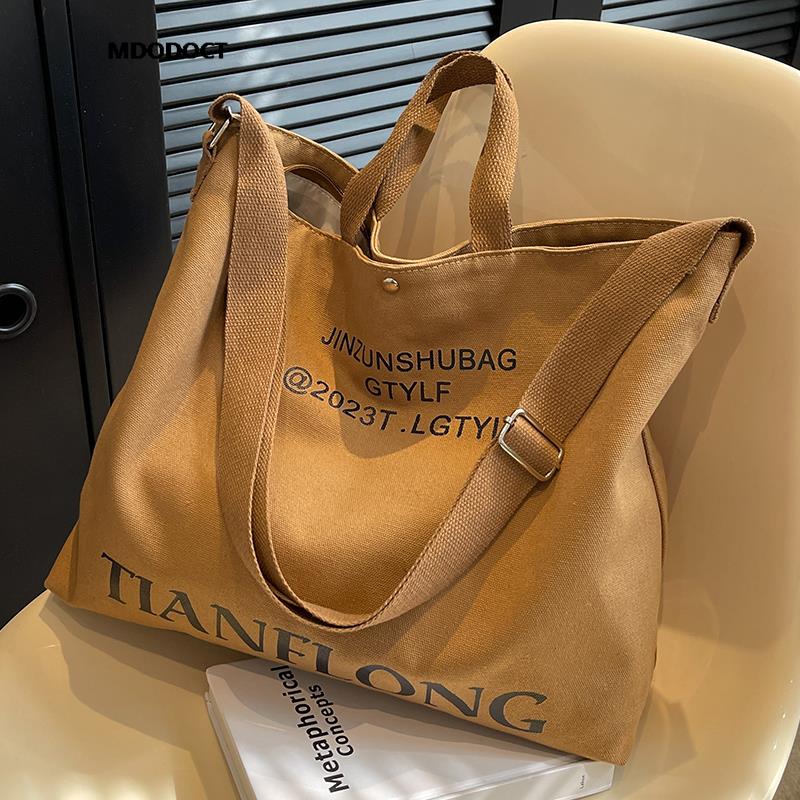Large Capacity Summer Casual Canvas Tote Women Shoulder Bags Luxury Designer Trendy Ladies Handbags 2024 Simple Crossbody Work light brown