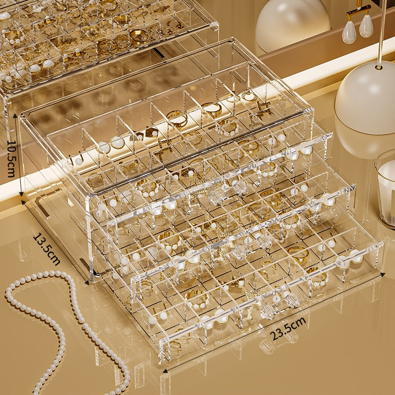 Large capacity, multiple combinations, nail jewelrystorage box, transparent multi-layer nail box, classified drawer, jewelry box Pink