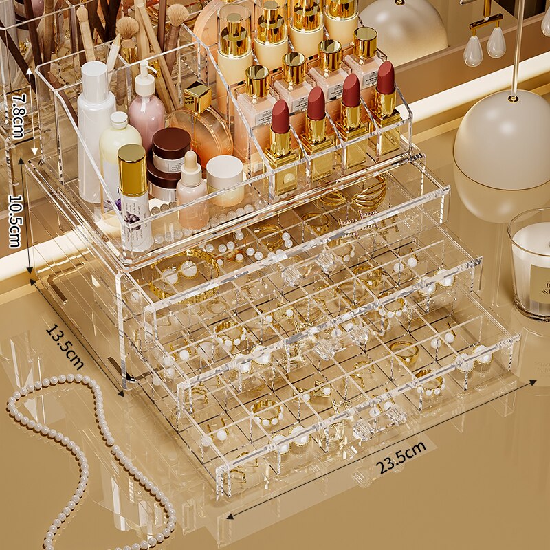 Large capacity, multiple combinations, nail jewelrystorage box, transparent multi-layer nail box, classified drawer, jewelry box 1 24 24