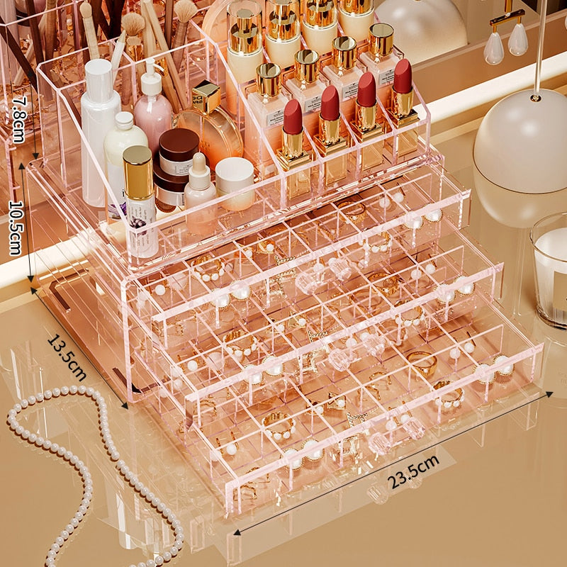 Large capacity, multiple combinations, nail jewelrystorage box, transparent multi-layer nail box, classified drawer, jewelry box 24 24 24