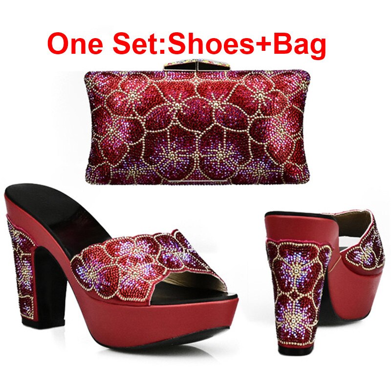 New Italian In Women Bag and Shoes Set Italy Ladies Shoes with Matching Bags  Set Decorated with Rhinestone Women High Heels-Purple One Set,9 :  Amazon.co.uk: Fashion