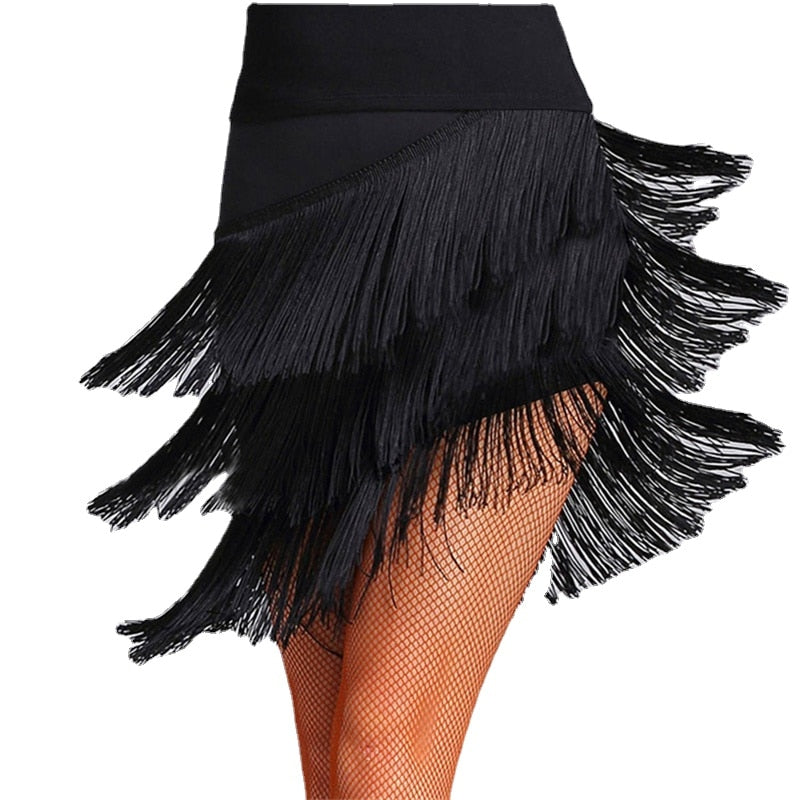 Latin Dance Skirt Sexy Women Chacha Samba Tango Layers Tassels Fringes Dresses Competition Performamnce Salsa Lady Latin Costume AMAIO