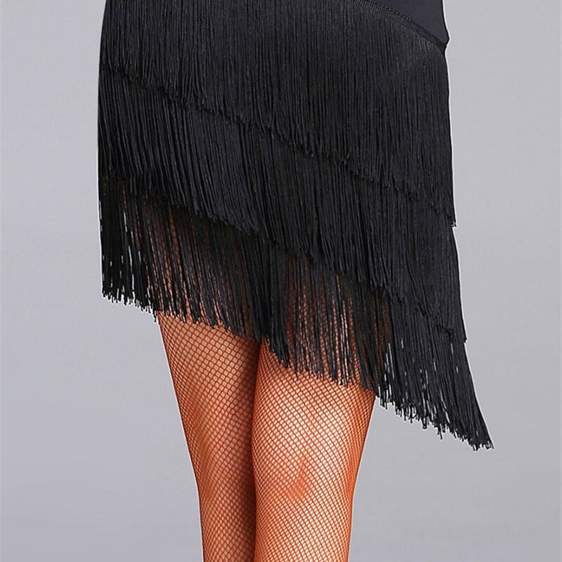 Latin Dance Skirt Sexy Women Chacha Samba Tango Layers Tassels Fringes Dresses Competition Performamnce Salsa Lady Latin Costume