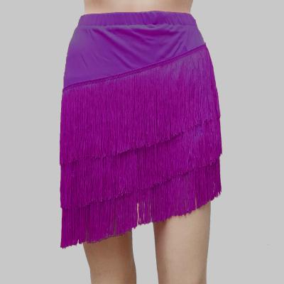 Latin Dance Skirt Sexy Women Chacha Samba Tango Layers Tassels Fringes Dresses Competition Performamnce Salsa Lady Latin Costume Purple