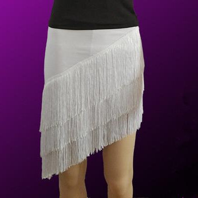 Latin Dance Skirt Sexy Women Chacha Samba Tango Layers Tassels Fringes Dresses Competition Performamnce Salsa Lady Latin Costume White