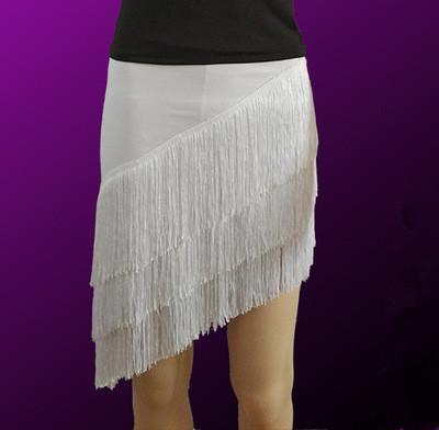 Latin Dance Skirt Sexy Women Chacha Samba Tango Layers Tassels Fringes Dresses Competition Performamnce Salsa Lady Latin Costume White