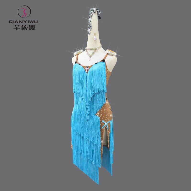Latin Dance Suit Woman Top Fringed Dress Stand Ballroom Practice Wear Extreme Mini Sexy Line Clothes Prom Costume Ladies Cabaret