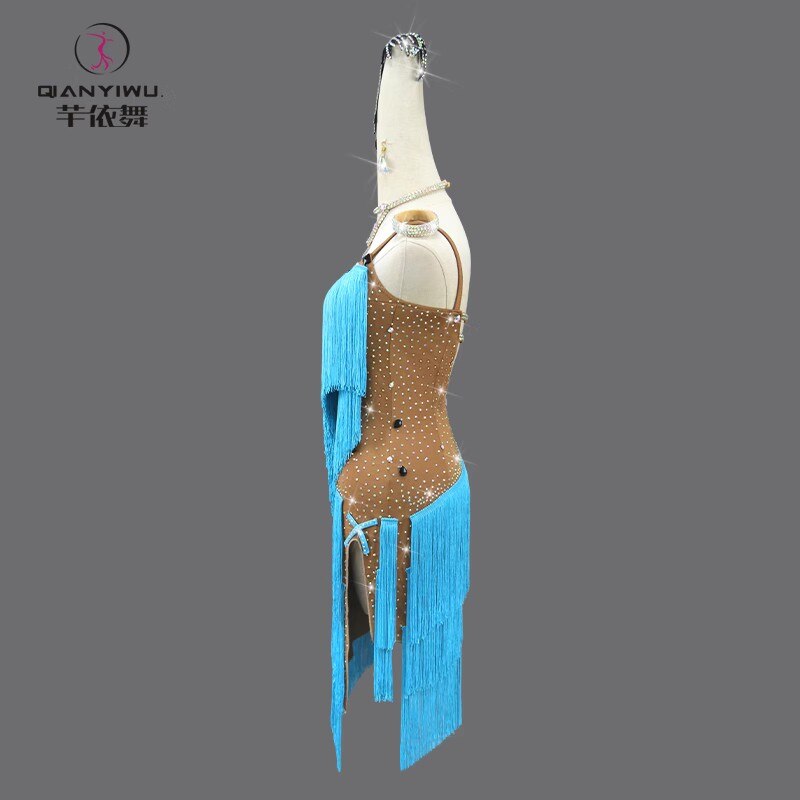 Latin Dance Suit Woman Top Fringed Dress Stand Ballroom Practice Wear Extreme Mini Sexy Line Clothes Prom Costume Ladies Cabaret