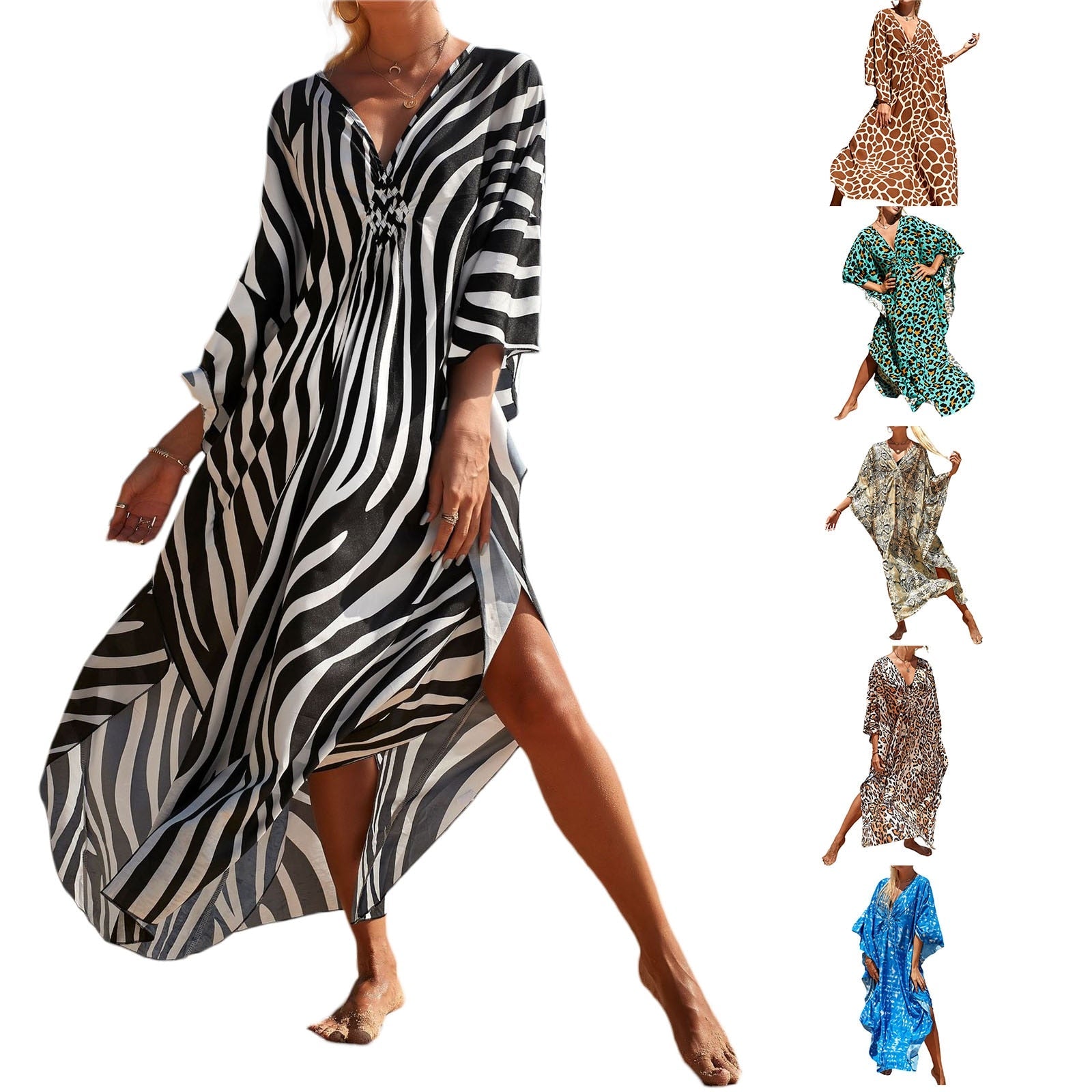Leopard Print Knitted Beach Cover up dress Tunic Long Pareos Bikinis Cover ups Swim Cover up Robe Plage Beachwear