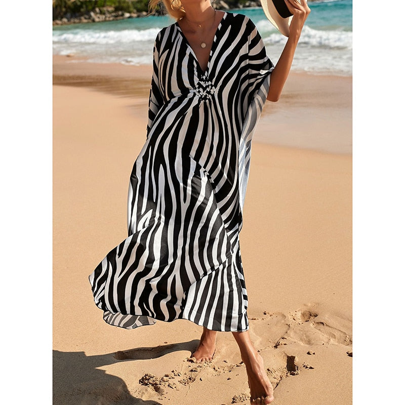 Leopard Print Knitted Beach Cover up dress Tunic Long Pareos Bikinis Cover ups Swim Cover up Robe Plage Beachwear A One Size