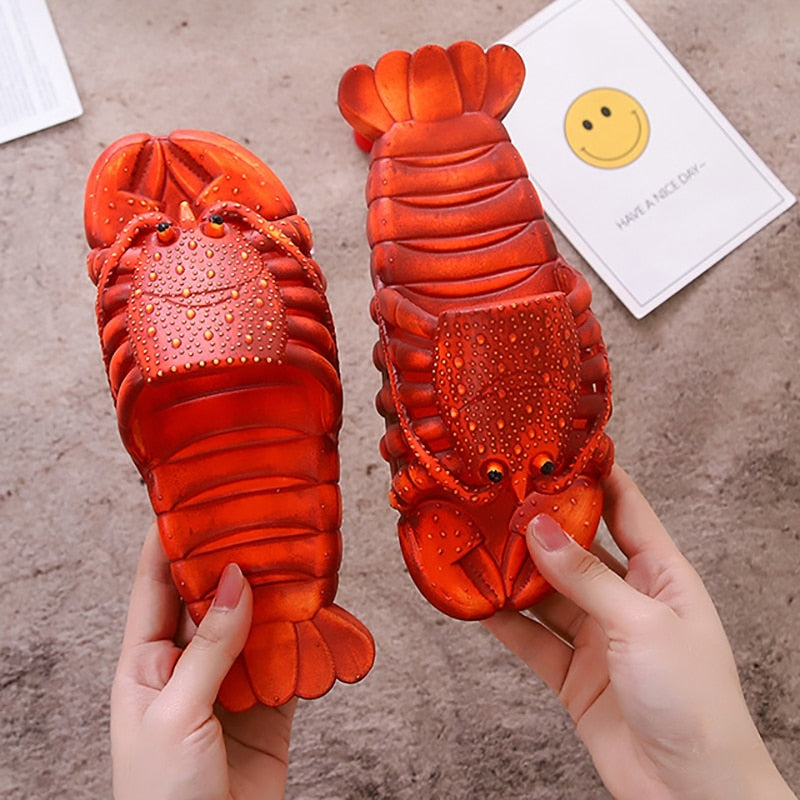 Lobster Slippers Men Funny Animal Summer Flip Flops Cute Beach Shower Casual Shoes Women Unisex Big Size Soft Home Slippers
