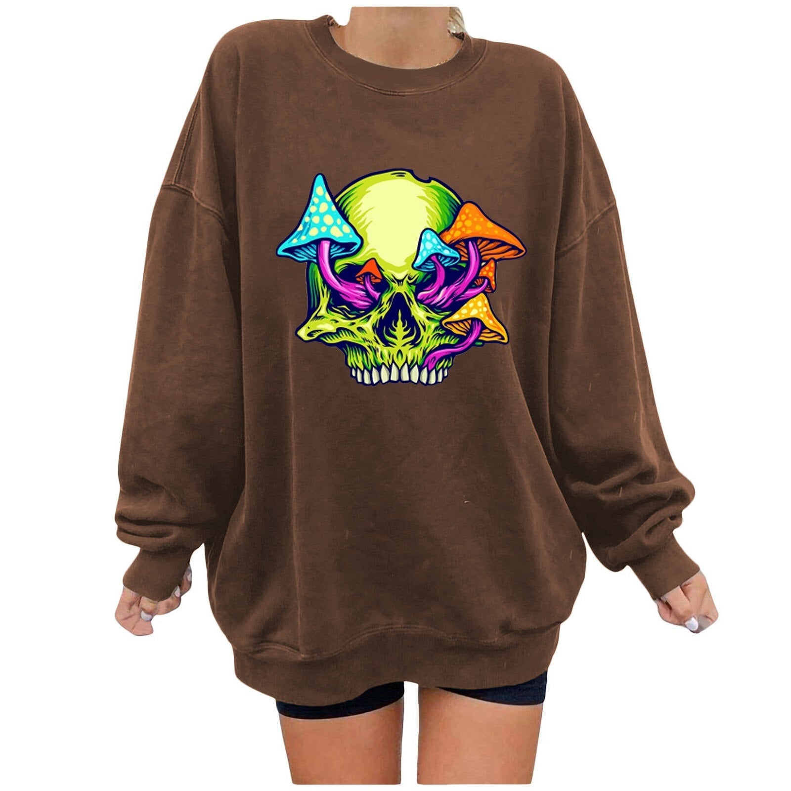 Long Print Sleeve Skeleton Top Sweater Long h Women's Loose Halloween O-neck Zip up Velour Hoodie Sweatshirt Women Trendy