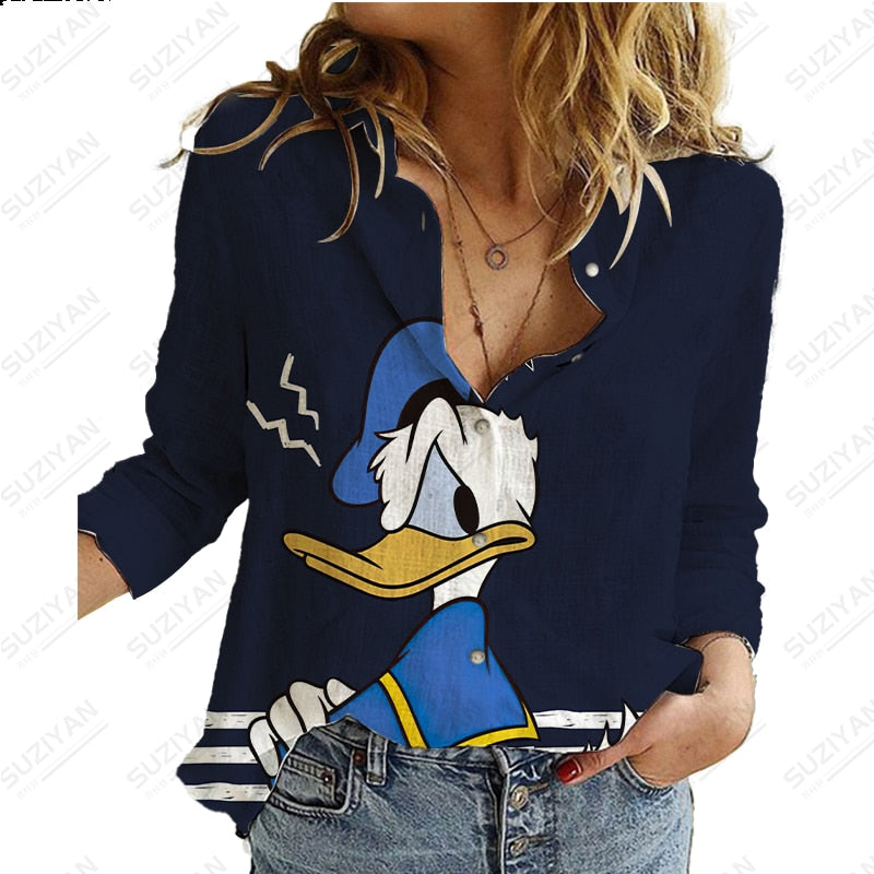 Long Sleeve Shirt Loose Button Cardigan Elegant and Elegant 3D Printing PM3315FG