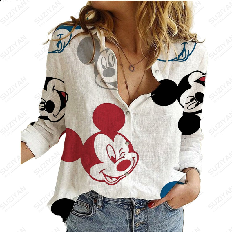 Long Sleeve Shirt Loose Button Cardigan Elegant and Elegant 3D Printing PM3386FG