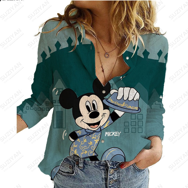 Long Sleeve Shirt Loose Button Cardigan Elegant and Elegant 3D Printing PM3448FG