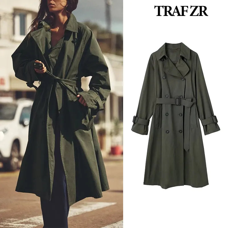 Long Trench Luxury Elegant Trench Coat Female Y2k New in Outerwears Women's Windbreaker Jackets Trend Coat Ladies AMAIO