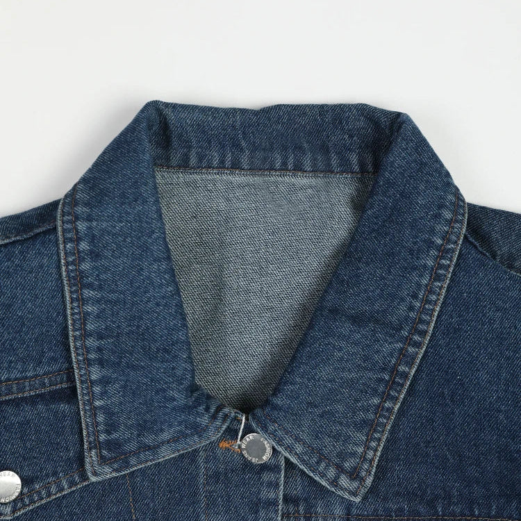 Loose Fit Blue Asymmetric Denim Big Size Jacket New Lapel Long Sleeve Women Coat Fashion Tide Spring Autumn