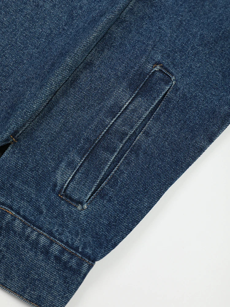 Loose Fit Blue Asymmetric Denim Big Size Jacket New Lapel Long Sleeve Women Coat Fashion Tide Spring Autumn