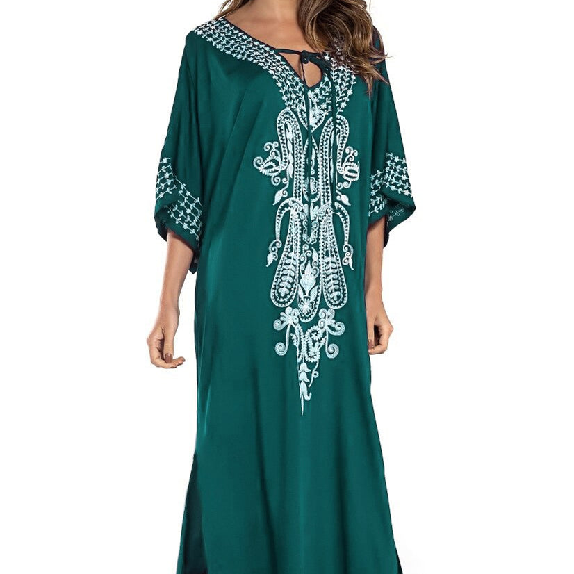 Loose Kaftan Swimsuit Cover Up Beach Long Casual Caftan Dress 907 5 One Size