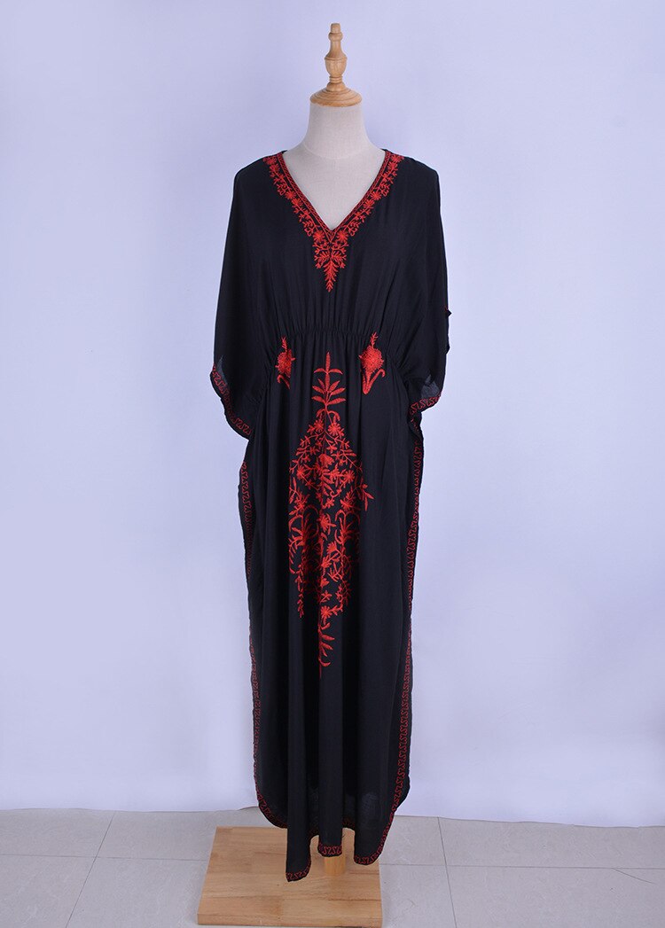 Loose Kaftan Swimsuit Cover Up Beach Long Casual Caftan Dress 983 One Size