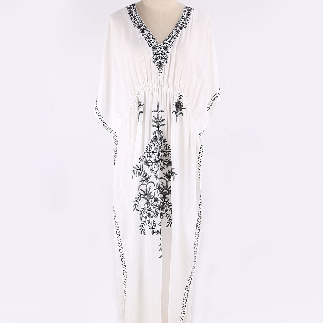 Loose Kaftan Swimsuit Cover Up Beach Long Casual Caftan Dress 983 1 One Size