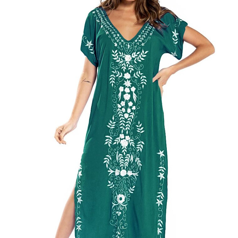 Loose Kaftan Swimsuit Cover Up Beach Long Casual Caftan Dress 908 4 One Size