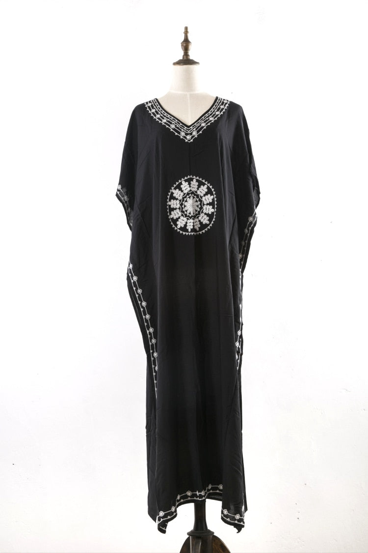 Loose Kaftan Swimsuit Cover Up Beach Long Casual Caftan Dress