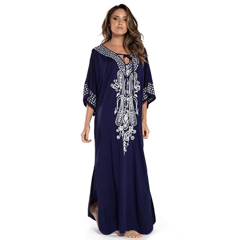 Loose Kaftan Swimsuit Cover Up Beach Long Casual Caftan Dress 907 3 One Size