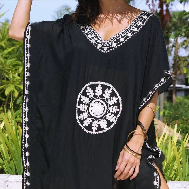 Loose Kaftan Swimsuit Cover Up Beach Long Casual Caftan Dress 786 1 One Size