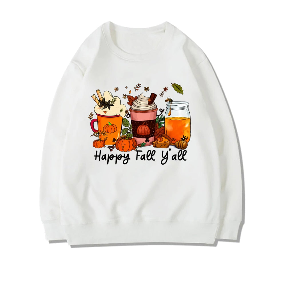 Love Fall Yall Cute Fall Sweatshirt Thanksgiving Clothes Pumpkin Patch Outfit Halloween Sweatshirt Fall Crewneck Autumn Sweater TM333272-USWWH