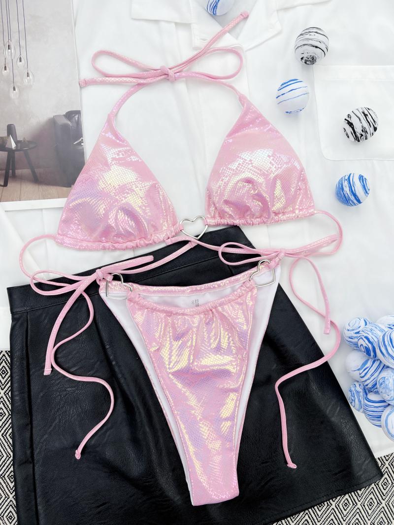 Love Swimsuit Triangle Bag Beach Split Pink