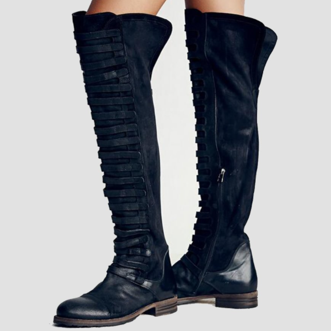 Low Heel Boots Color Matching Men's And Women's Boots Side Zipper Black