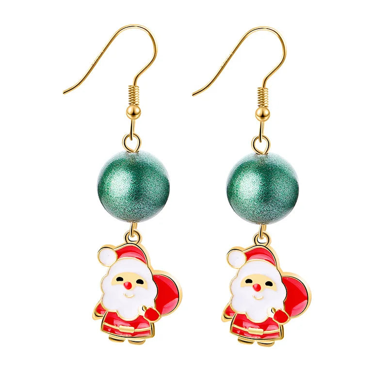 Luoluoyi Christmas Earrings Crystal Snowman Jewelry Christmas Tree Stud Earring For Women Creative Party Accessories Girl Gifts style 10