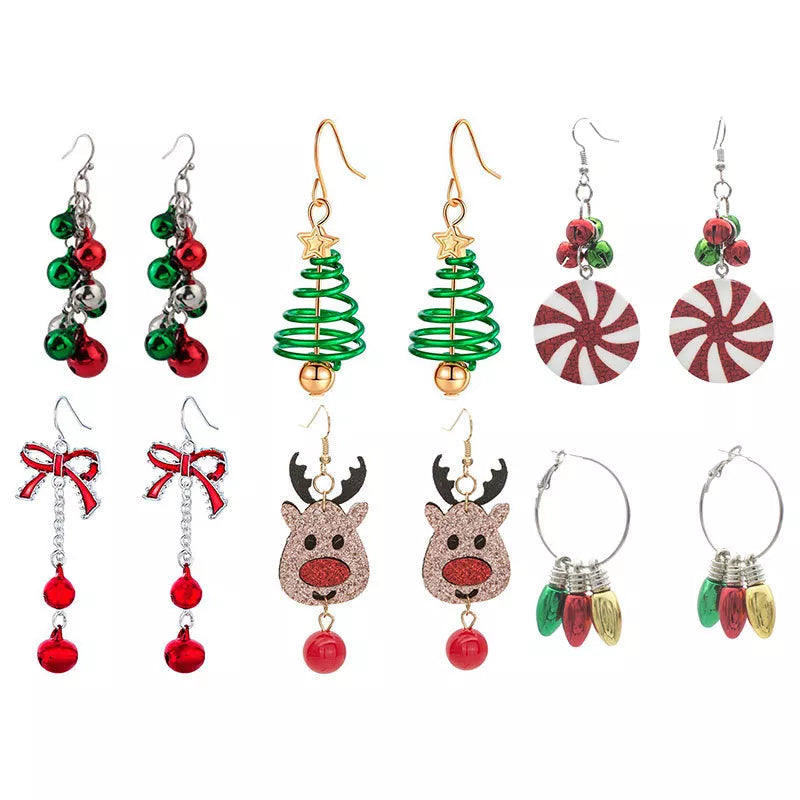 Luoluoyi Christmas Earrings Crystal Snowman Jewelry Christmas Tree Stud Earring For Women Creative Party Accessories Girl Gifts AMAIO