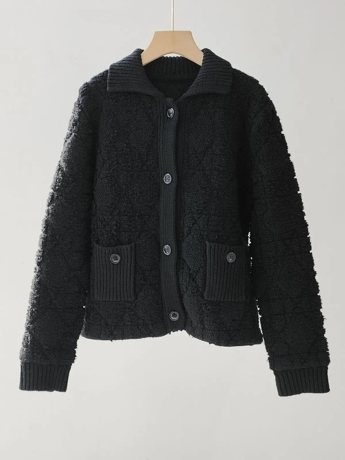 Luxury Cashmere Sweater Women Embroidery White Black Knitted Cardigans Para Mujer White Black Ropa De Mujer 2024 Black