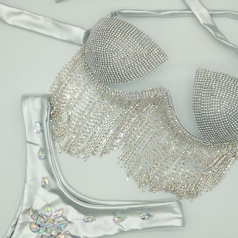 Luxury Crystal Bikini Sexy Rhinestone Tassels Women Swimwear Shiny Jewllery Diamonds Female's Swimsuit