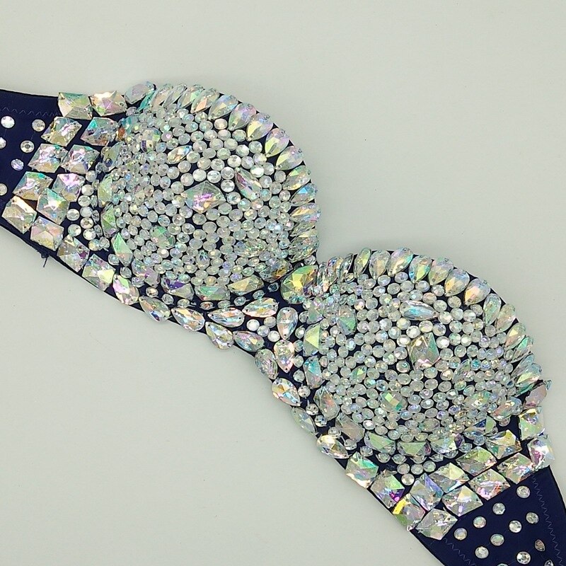 Luxury Rhinestone Bikini Bra Crystal Diamond Women Swimsuit Push Up Gathered Sexy Jewelry Swimwear Tops