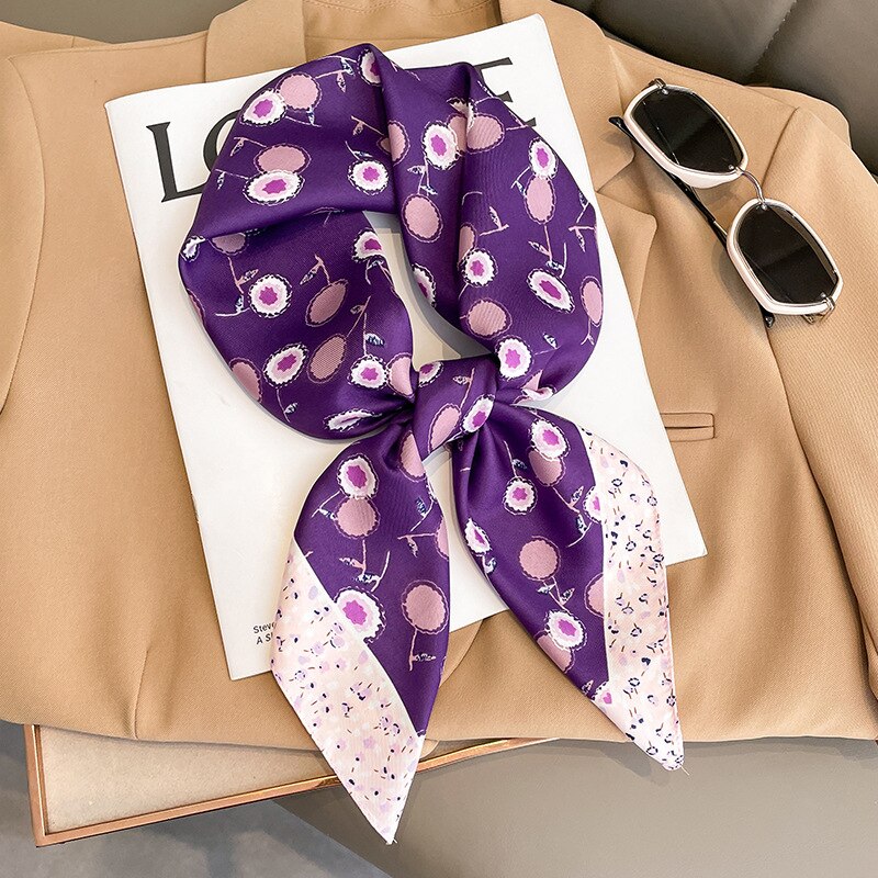 Luxury Silk Shawl Square Scarf for Women Satin Hijab Fashion Wraps Neckerchief 2024 Female Hair Bands Ribbon Headband Bandana 8