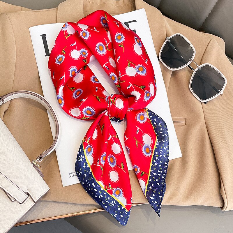 Luxury Silk Shawl Square Scarf for Women Satin Hijab Fashion Wraps Neckerchief 2024 Female Hair Bands Ribbon Headband Bandana 7