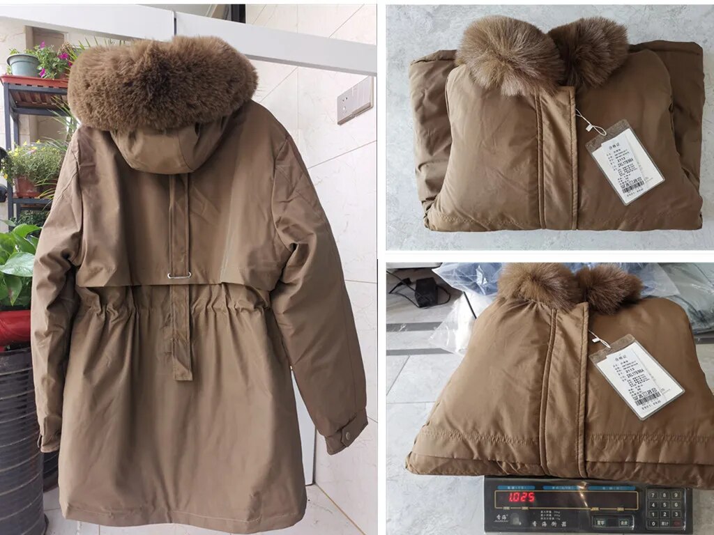M-3XL Winter Women Parka 2024 Fashion Long Coat Wool Liner Hooded Parkas Slim Fur Collar Jacket Warm Snow Wear Padded Clothes