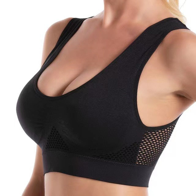 M-6XL Women Hollow Out Fitness Yoga Sports Bra For Running Gym Padded push up Seamless Top Athletic Vest brassiere 1