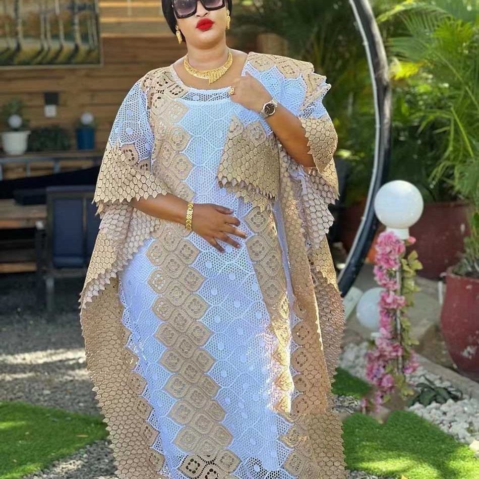 MAMADA L7590 African Women Clothing Dashiki Abaya Stylish Loose Long Evening Maxi Dresses + Inside Skirt Free Size Dancing Party Default Title