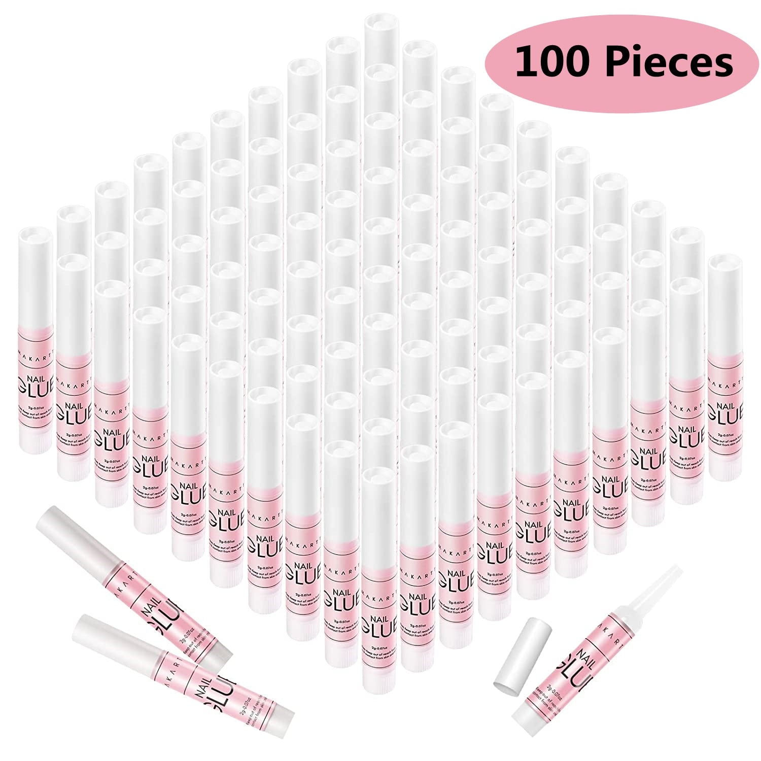 Makartt Super Strong Nail Glue for Acrylic Nails Press On Nails Professional Nail Bond Nail Tips Glue for Stick On Nails 100 PCS (Pack of 1)