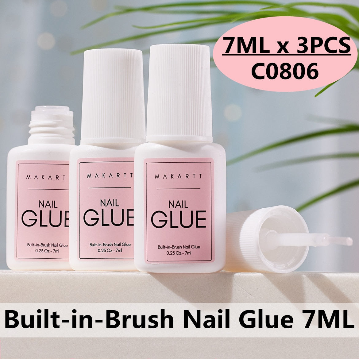 Makartt Super Strong Nail Glue for Acrylic Nails Press On Nails Professional Nail Bond Nail Tips Glue for Stick On Nails 3PCS 7ML GLUE