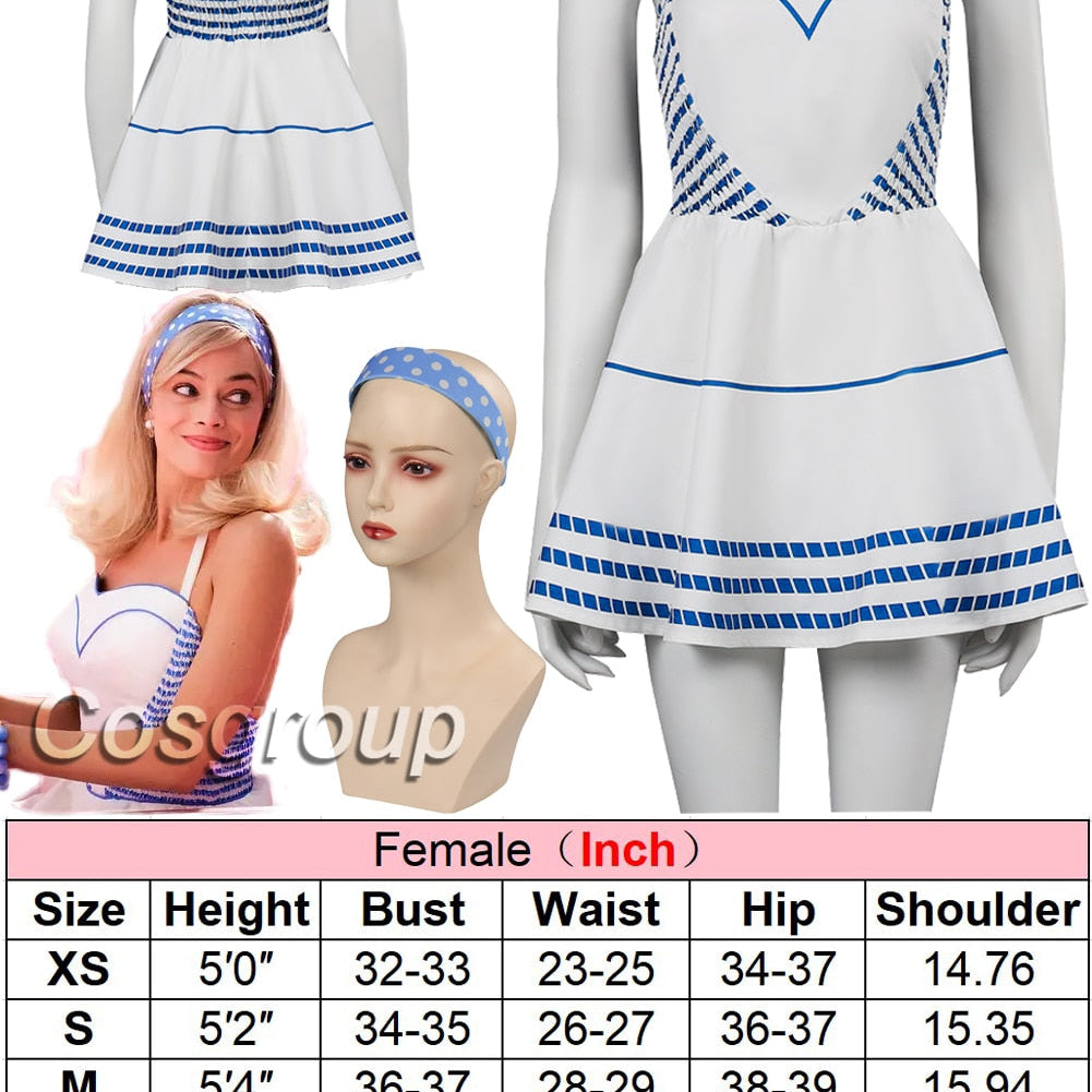 Margot Cosplay Kawaii Pink Plaid Dress Women Costume 2024 Movie Barbei Roleplay Fantasia Halloween Party Clothes For Disguise Style L