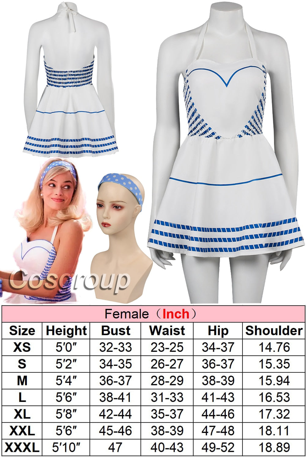 Margot Cosplay Kawaii Pink Plaid Dress Women Costume 2024 Movie Barbei Roleplay Fantasia Halloween Party Clothes For Disguise Style L