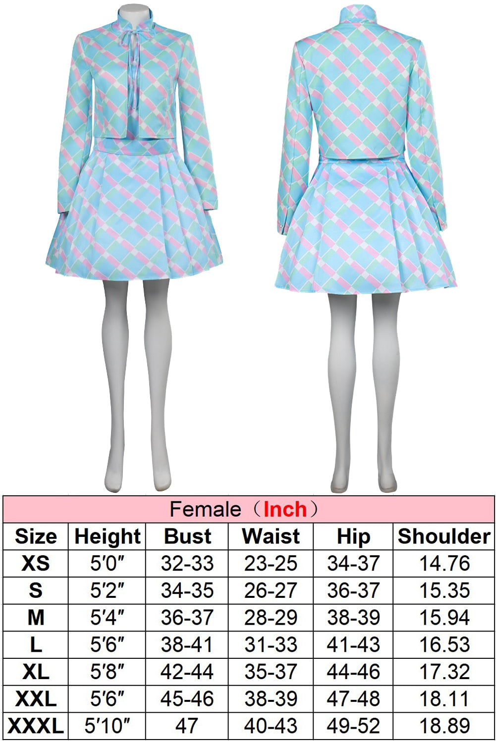 Margot Cosplay Kawaii Pink Plaid Dress Women Costume 2024 Movie Barbei Roleplay Fantasia Halloween Party Clothes For Disguise Style G