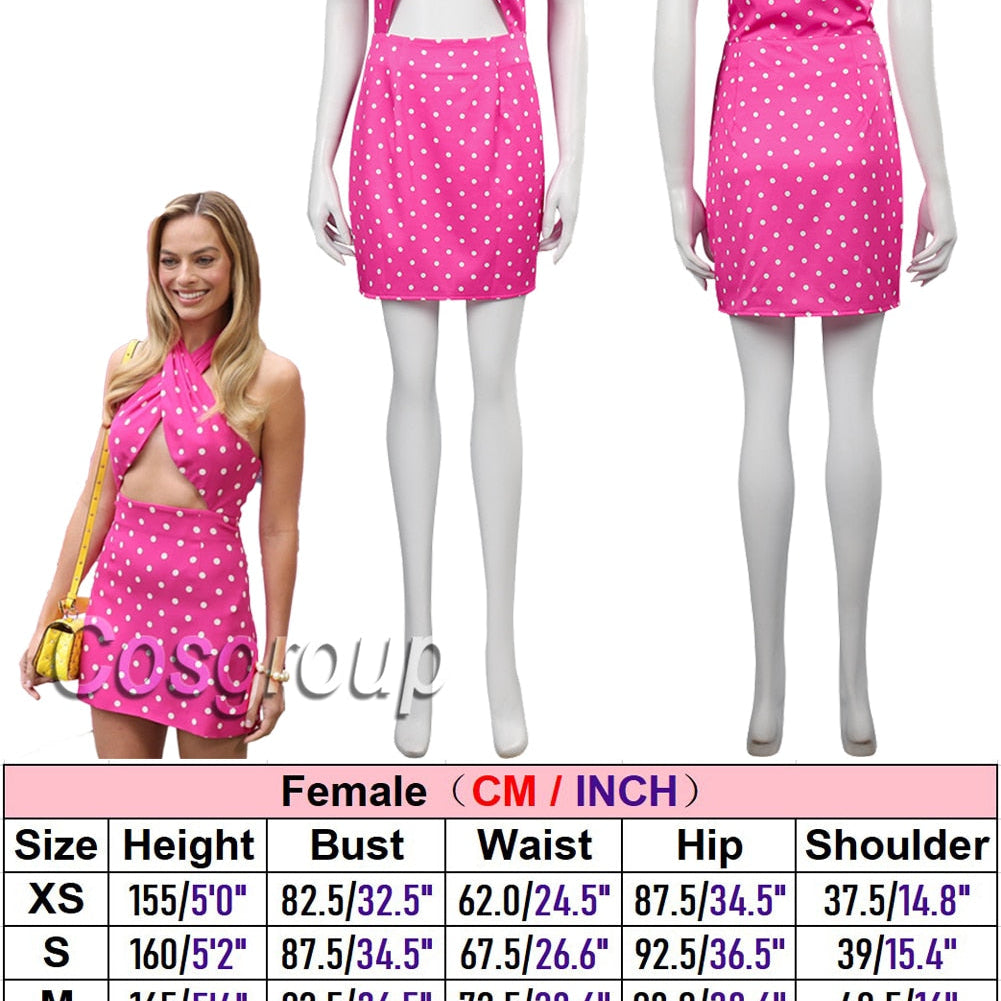 Margot Cosplay Kawaii Pink Plaid Dress Women Costume 2024 Movie Barbei Roleplay Fantasia Halloween Party Clothes For Disguise Style M